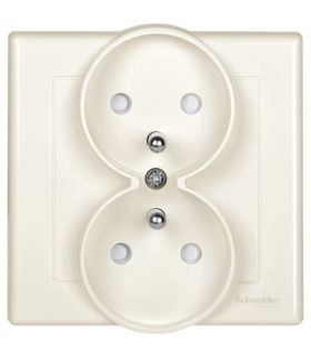 Merten Gniazdo z uziemieniem podwójne 16A, kremowy S.SMART