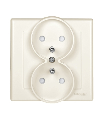 Merten Gniazdo z uziemieniem podwójne 16A, kremowy S.SMART