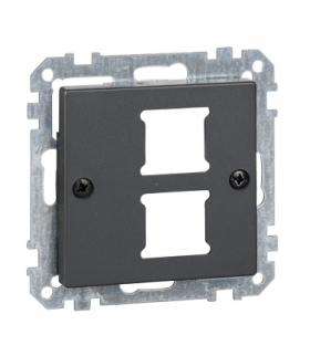 Merten System M, płytka centralna mechanizmu gniazda RJ11/RJ45, podwójna, antracyt