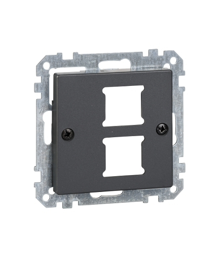 Merten System M, płytka centralna mechanizmu gniazda RJ11/RJ45, podwójna, antracyt
