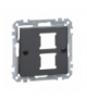 Merten System M, płytka centralna mechanizmu gniazda RJ11/RJ45, podwójna, antracyt