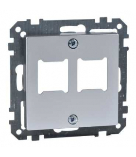 Merten System M, płytka centralna mechanizmu gniazda RJ11/RJ45, podwójna, aluminium
