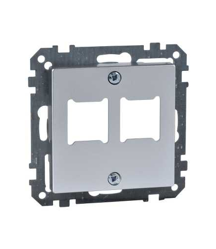 Merten System M, płytka centralna mechanizmu gniazda RJ11/RJ45, podwójna, aluminium