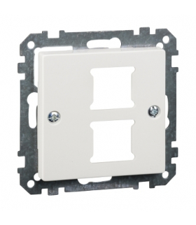 Merten System M, płytka centralna mechanizmu gniazda RJ11/RJ45, podwójna, biały polarny