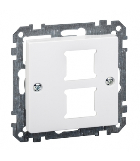 Merten System M, płytka centralna mechanizmu gniazda RJ11/RJ45, podwójna, biały active