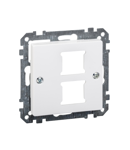 Merten System M, płytka centralna mechanizmu gniazda RJ11/RJ45, podwójna, biały active