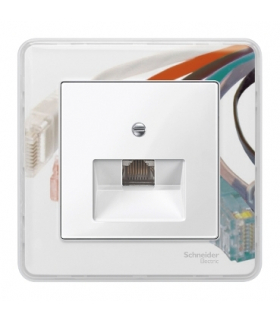 Merten System M, płytka centralna mechanizmu gniazda RJ45, pojedyncza, biały polarny