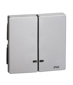 Merten Klawisz System M podwójny IP44 z okienkiem sygnalizacyjnym aluminium