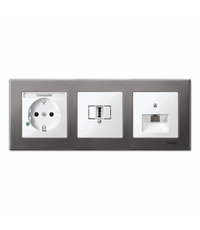 Merten Ramka M-Elegance metal potrójna szary metaliczny