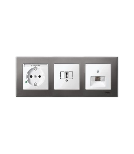 Merten Ramka M-Elegance metal potrójna szary metaliczny