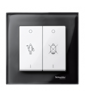 Merten Klawisz System M podwójny z symbolami dzwonka i sprzątania biały polarny