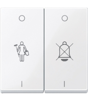 Merten Klawisz System M podwójny z symbolami dzwonka i sprzątania biały active
