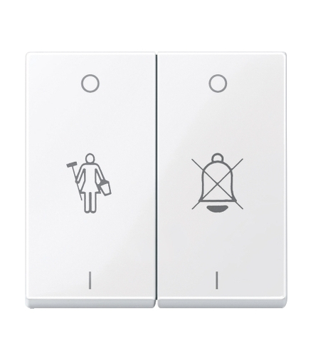 Merten Klawisz System M podwójny z symbolami dzwonka i sprzątania biały active