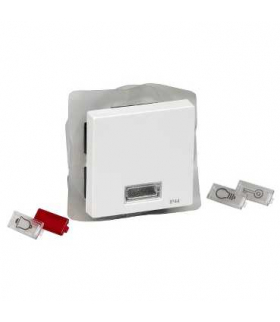 Merten Klawisz System M pojedynczy IP44 z dużym okienkiem biały active