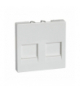 Merten System M, płytka centralna podwójna z wbudowaną klapką do gniazdek modułowych, biały polarny