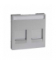Merten System M, płytka centralna podwójna z wbudowaną klapką i polem opisowym do gniazdek modułowych, aluminium