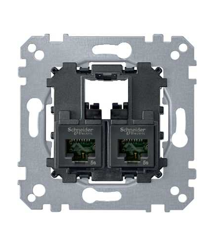 Merten Mechanizm gniazda teleinformatycznego komputerowe 2xRJ45 kat 5e utp