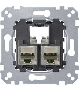 Merten Mechanizm gniazda teleinformatycznego komputerowe 2xRJ45 kat 5e f/stp