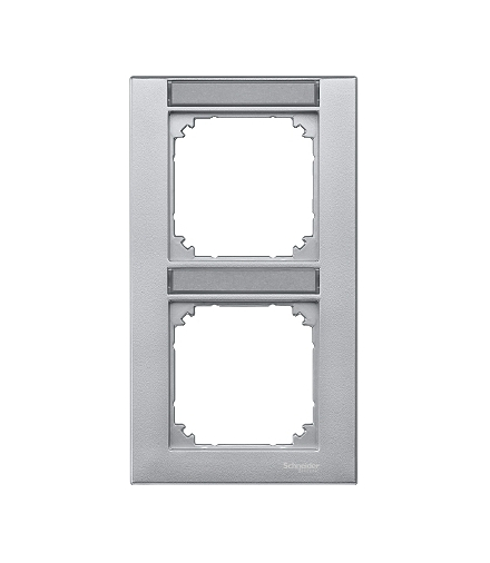 Merten Ramka M-Plan z polem opisowym podwójna pionowa aluminium