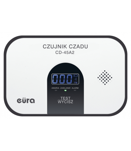 Czujnik czadu, 5 lat gwarancji, wyświetlacz LCD, wolnostojący Eura CD-45A2