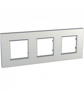 Unica Quadro Ramka 3-krotna srebrna Schneider MGU6.706.55