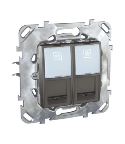 Unica Class, gniazdo komputerowe 2x RJ45 kat.5 UTP, grafit Schneider MGU50.2020.12Z