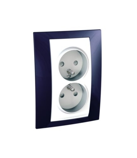 Unica Plus Gniazdo podwójne 2P+PE z przesłonami błękit indygo Schneider MGU63.069.842