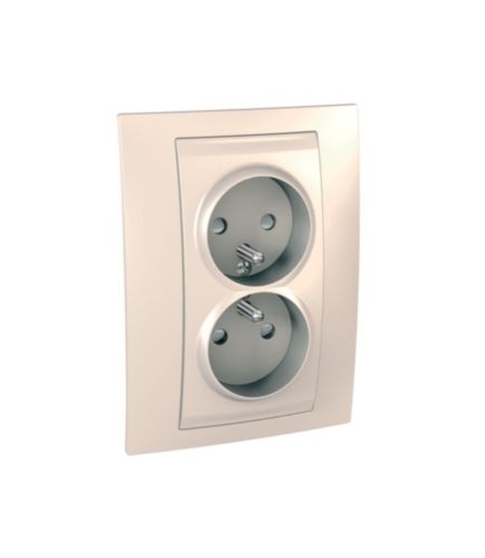 Unica Plus Gniazdo podwójne 2P+PE z przesłonami piaskowy Schneider MGU63.069.25