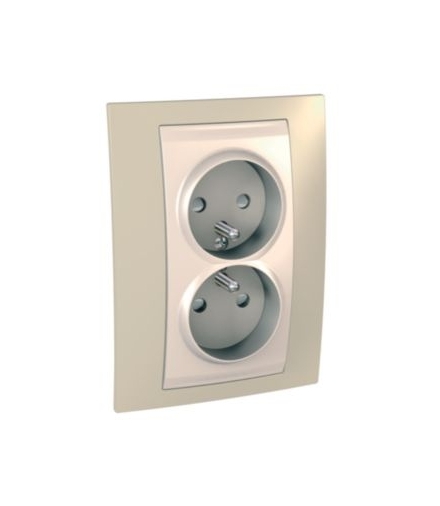 Unica Plus Gniazdo podwójne 2P+PE z przesłonami róż piaskowy Schneider MGU63.069.567