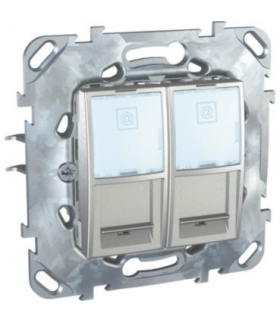 Unica Top Gniazdo komputerowe 2x RJ45 kat.6 UTP aluminium Schneider MGU50.2424.30Z