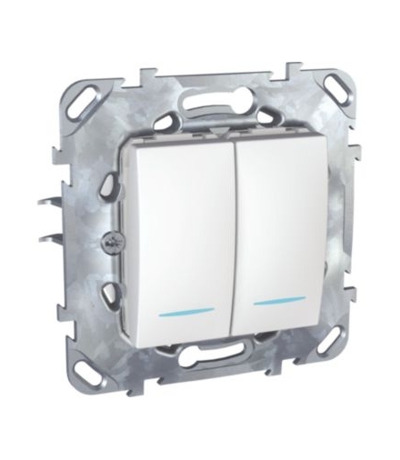 Unica Łącznik 1-biegunowy podwójny z podświetleniem biel polarna Schneider MGU50.0101.18NZ