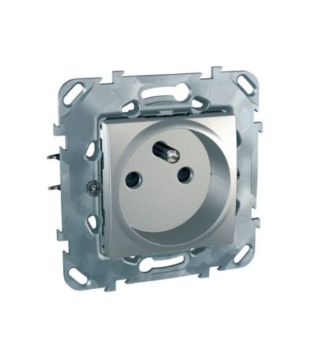 Unica Top Gniazdo pojedyncze 2P+PE z przesłonami aluminium Schneider MGU50.039.30Z