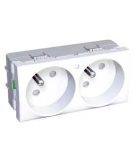 Altira gniazdo podwójne 2P+E z przesłonami i bolcem uz. lampka biel polarna Schneider ALB44223