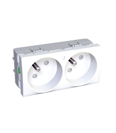 Altira gniazdo podwójne 2P+E z przesłonami i bolcem uz. lampka biel polarna Schneider ALB44223
