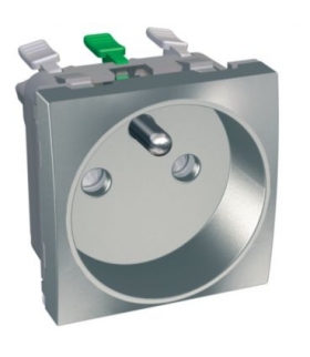 Altira gniazdo 2P+E z przesłonami z bolcem uziem. aluminium Schneider ALB46277