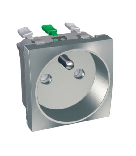 Altira gniazdo 2P+E z przesłonami z bolcem uziem. aluminium Schneider ALB46277