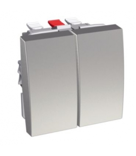 Altira kombi przycisk pojedynczy + łącznik 2 drożny 10 A aluminium Schneider ALB46065