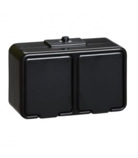 Cedar Gniazdo podwójne SCHUKO z przesłonami IP44 czarny Schneider GWN240PC05