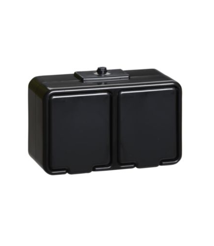 Cedar Gniazdo podwójne SCHUKO z przesłonami IP44 czarny Schneider GWN240PC05
