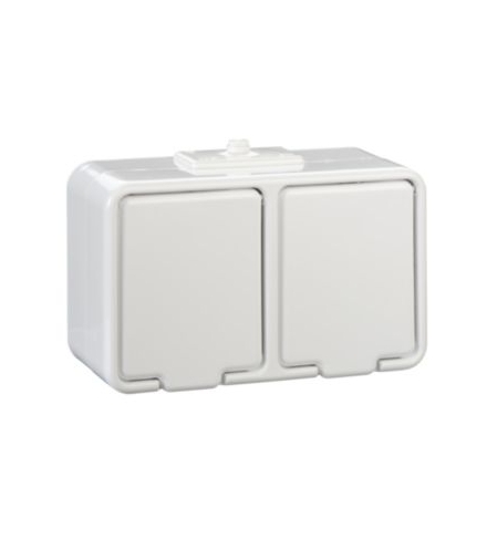 Cedar Gniazdo podwójne SCHUKO z przesłonami IP44 biały Schneider GWN240PC01