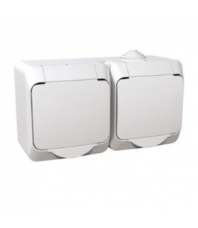 Cedar Plus Gniazdo podwójne 2P+PE z białą klapką IP44 biały Schneider WDE000522