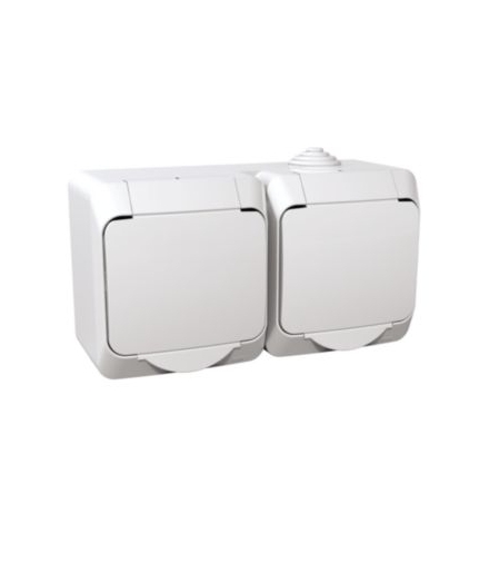 Cedar Plus Gniazdo podwójne 2P+PE z białą klapką IP44 biały Schneider WDE000522