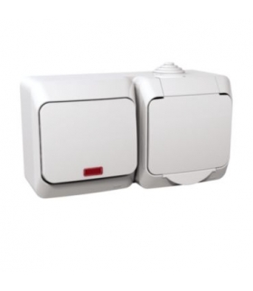 Cedar Plus Zestaw łącznik + gniazdo z podświetleniem IP44 biały Schneider WDE000581