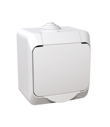 Cedar Plus Gniazdo pojedyncze 2P+PE z białą klapką IP44 biały Schneider WDE000540