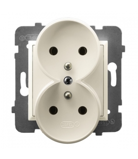 ARIA GP-2URAZ/m/27 Gniazdo podwójne z uziemieniem, DO RAMEK PRESTIGE ECRU