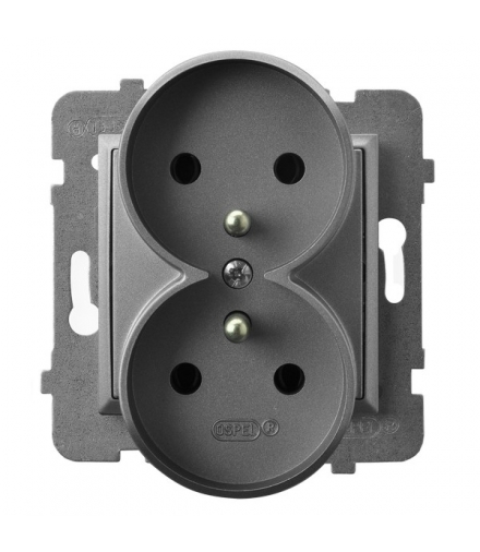 ARIA GP-2URAZ/m/70 Gniazdo podwójne z uziemieniem, DO RAMEK PRESTIGE SZARY MAT