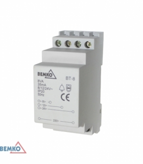 TRANSFORMATOR DZWONKOWY BT08 230V/4-24V 8VA BEMKO A20-BT08
