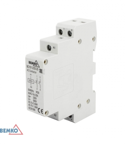 STYCZNIK MODUŁOWY BC101 1P 25A TYP 20 (2z + 0r) BEMKO A60-BC101-1P-25-20