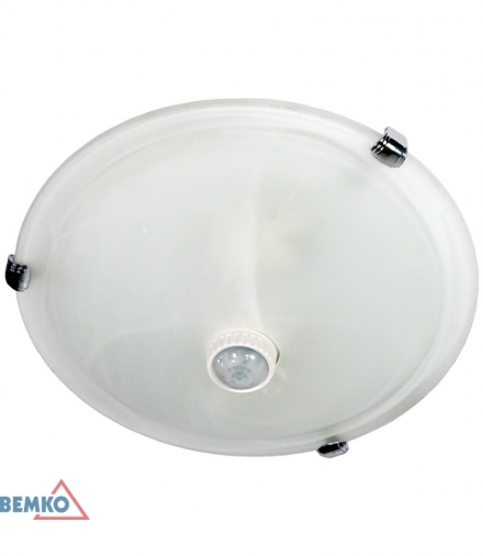 PLAFONIERA TAZAN Z CZUJ. PODCZER. 2X40W E27 IP20 FI-40 SZKŁO+STAL BEMKO C38-ST78-240G-PIR