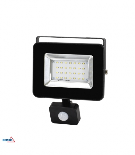 NAŚWIETLACZ LED SMD LOFOT 20W 3500K 1750LM IP65 CZARNY CZ. PIR BEMKO C65-S-LFS-020BL-3.5K
